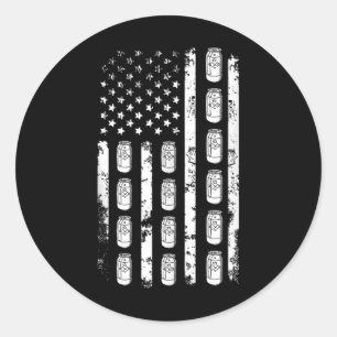American Flag Beer Can Usa Patriotism Patriot Sold Classic Round Sticker
