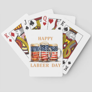 American Flag Beer Happy Labeer Day Funny Labour D Playing Cards