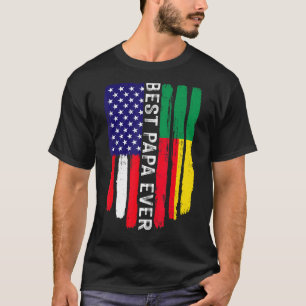 American Flag & Benin Flag Best Papa Ever Family T-Shirt