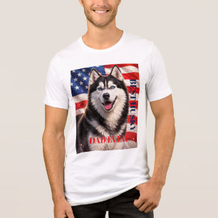 American Flag Best Dad Ever Husky Dog Tri-Blend Shirt