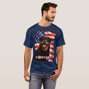 American Flag Best Dad Ever Rottweiler Dog T-Shirt