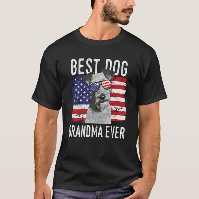 American Flag Best Dog Grandma Ever Irish Terriers T-Shirt (Front)
