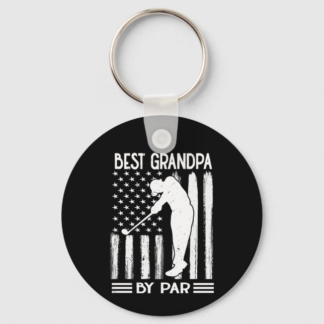 American Flag  Best Grandpa By Par Key Ring (Front)