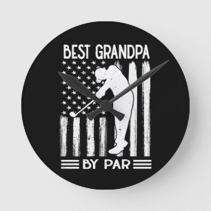 American Flag  Best Grandpa By Par Round Clock
