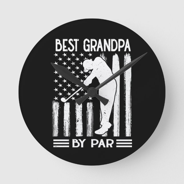 American Flag  Best Grandpa By Par Round Clock (Front)