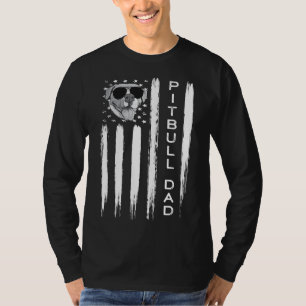 American Flag Best Pitbull Dad Funny Pit Bull Retr T-Shirt