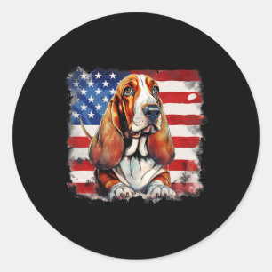 American Flag Bet Hound Usa Vintage 4th Of July Classic Round Sticker