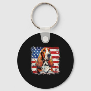 American Flag Bet Hound Usa Vintage 4th Of July Key Ring