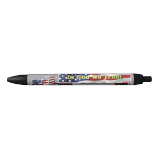 American Flag Big Rig Truck Black Ink Pen