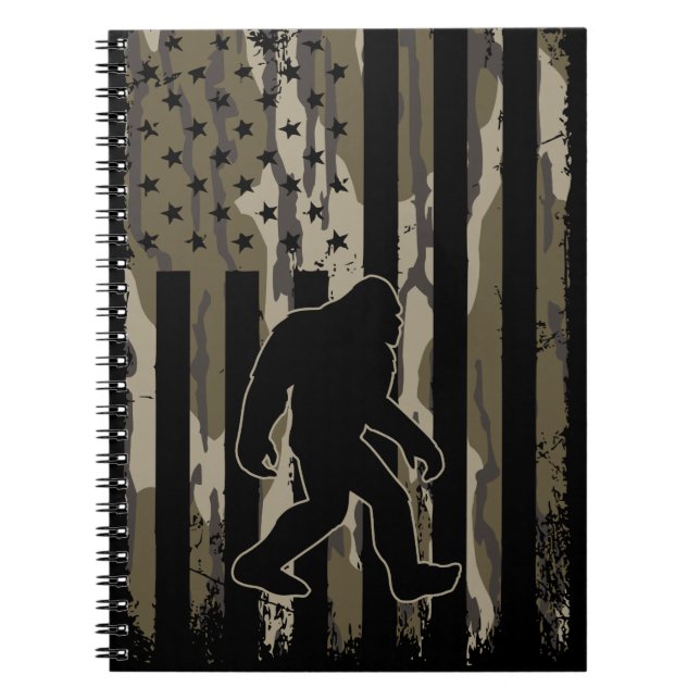 American Flag Bigfoot Bottom Land Camo Notebook (Front)