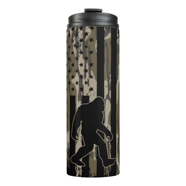 American Flag Bigfoot Bottom Land Camo Thermal Tumbler (Front)