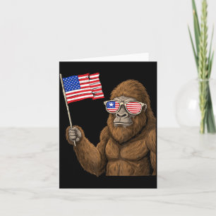American Flag Bigfoot Red White Blue Patriotic 4th Card