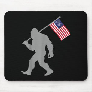 American Flag Bigfoot Red White Blue Patriotic 4th Mouse Pad