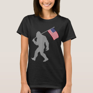 American Flag Bigfoot Red White Blue Patriotic 4th T-Shirt