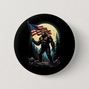 American Flag Bigfoot Sasquatch Camng Hiking 6 Cm Round Badge