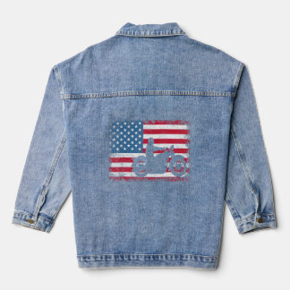 American Flag Biker Motorcycle 1  Denim Jacket