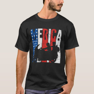American Flag Biker Motorcycle Couple 4th Of July T-Shirt