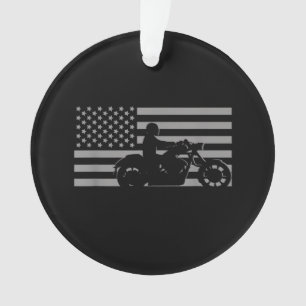 American Flag Biker Motorcycle Short Sleeve Ornament
