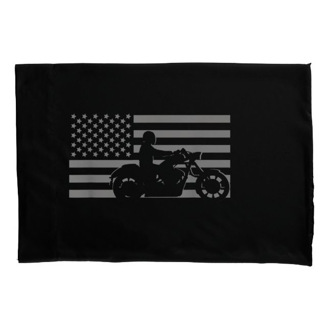 American Flag Biker Motorcycle Short Sleeve Pillowcase (Front)