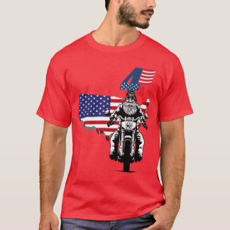 American Flag Biker Motorcycle T-Shirt