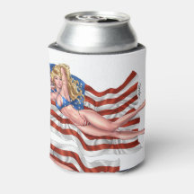 American Flag Bikini Pinup Girl by Al Rio