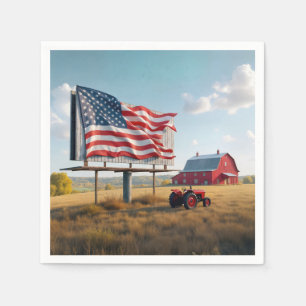 American Flag Billboard On the Farm Napkin