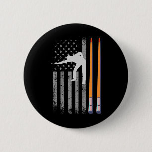 American Flag Billiard Pool Player 4th Of July Us 6 Cm Round Badge