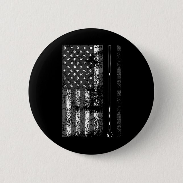 American Flag Billiard Stick Cute Table Game Funny 6 Cm Round Badge (Front)