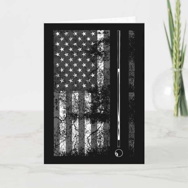 American Flag Billiard Stick Cute Table Game Funny Card (Front)