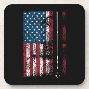 American Flag Billiard Stick Cute Table Game Funny Coaster