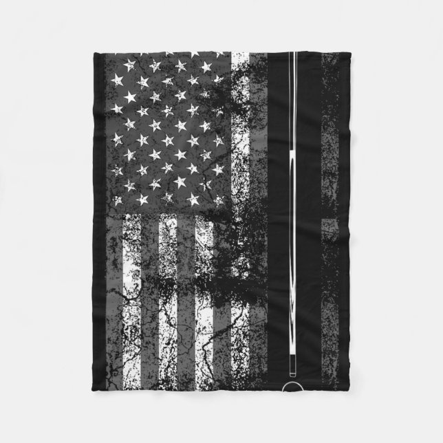 American Flag Billiard Stick Cute Table Game Funny Fleece Blanket (Front)