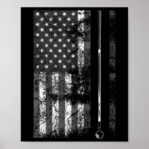 American Flag Billiard Stick Cute Table Game Funny Poster