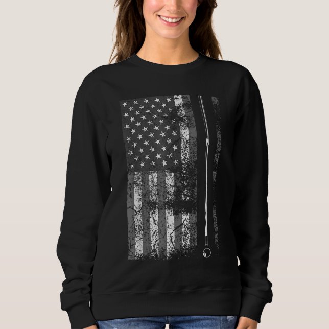 American Flag Billiard Stick Cute Table Game Funny Sweatshirt (Front)