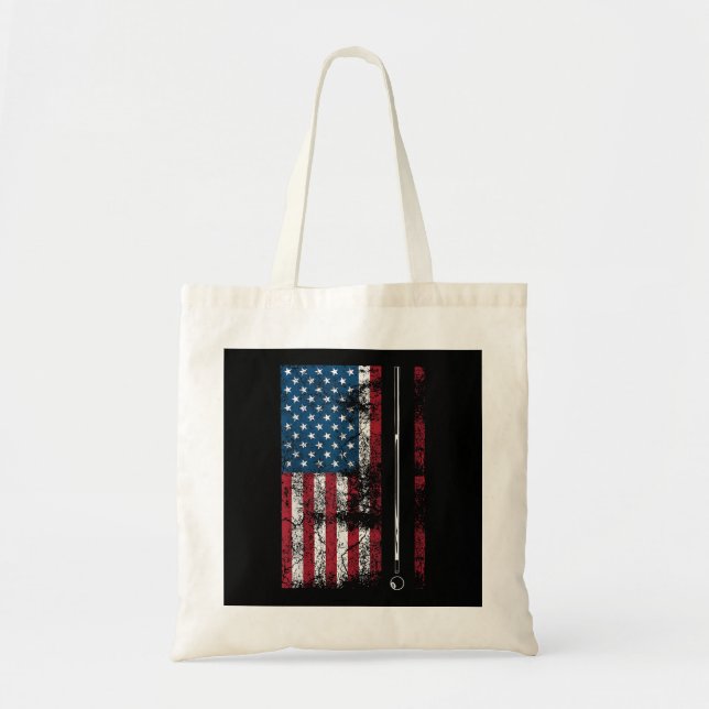 American Flag Billiard Stick Cute Table Game Funny Tote Bag (Front)