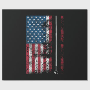 American Flag Billiard Stick Cute Table Game Funny Wrapping Paper
