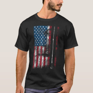 American Flag Billiard Stick Cute Table Game USA T-Shirt
