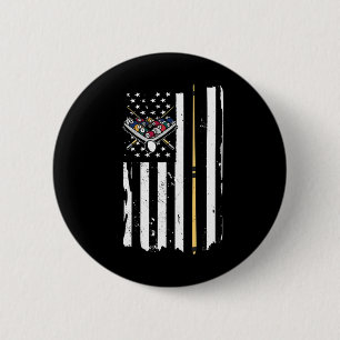 American Flag Billiard Vintage Pool Player For Wom 6 Cm Round Badge