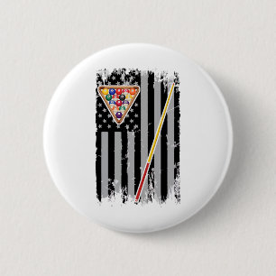 American Flag Billiard Vintage Pool Player Vintage 6 Cm Round Badge