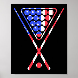 American Flag Billiards Pool Cue And Rack Design G Poster
