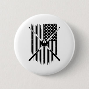 American Flag Billiards Pool Player Apparel - Bill 6 Cm Round Badge