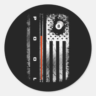 American Flag Billiards Pool Player Apparel - Bill Classic Round Sticker
