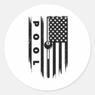 American Flag Billiards Pool Player Apparel - Bill Classic Round Sticker