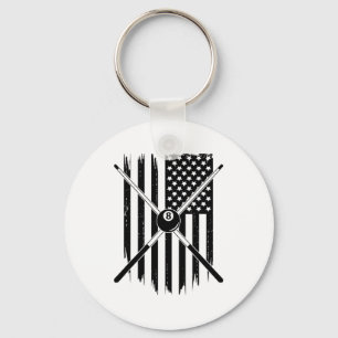 American Flag Billiards Pool Player Apparel - Bill Key Ring