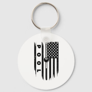 American Flag Billiards Pool Player Apparel - Bill Key Ring