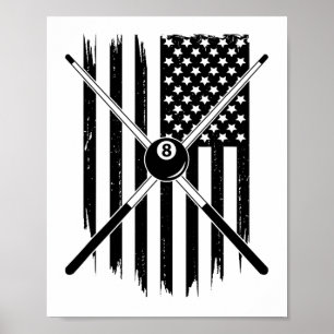American Flag Billiards Pool Player Apparel - Bill Poster