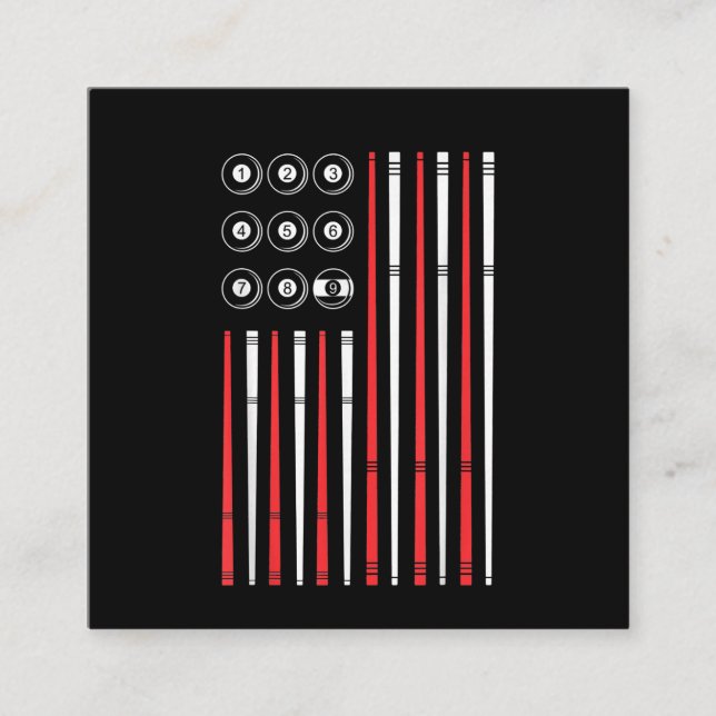 American Flag Billiards Shooting Pool Square Business Card (Front)
