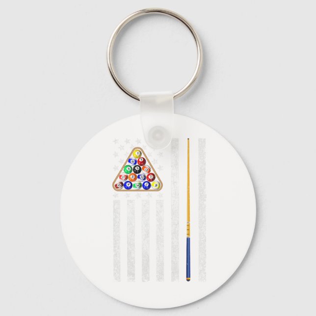American Flag Billiards Vintage Pool Player  Key Ring (Front)