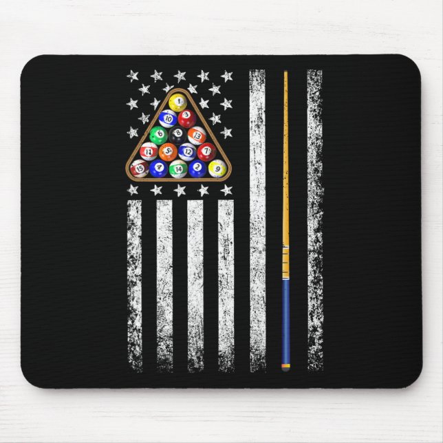 American Flag Billiards Vintage Pool Player  Mouse Pad (Front)
