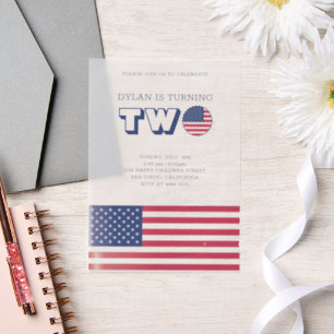 American Flag Birthday  Vellum Invitations