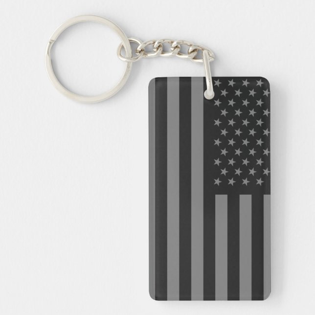 American Flag Black Grey Key Ring (Front)